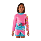Set Rash Guard y Short Niña con UPF 50+ Aquamandra Surfista Rosado / Aguamarina - AQ100