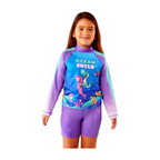 Set Rash Guard y Short Niña con UPF 50+ Aquamandra Caballito de Mar Morado / Turquesa - AQ102