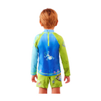 Set Rash Guard y Short Niño con UPF 50+ Aquamandra Buceando Verde / Azul - AQ103