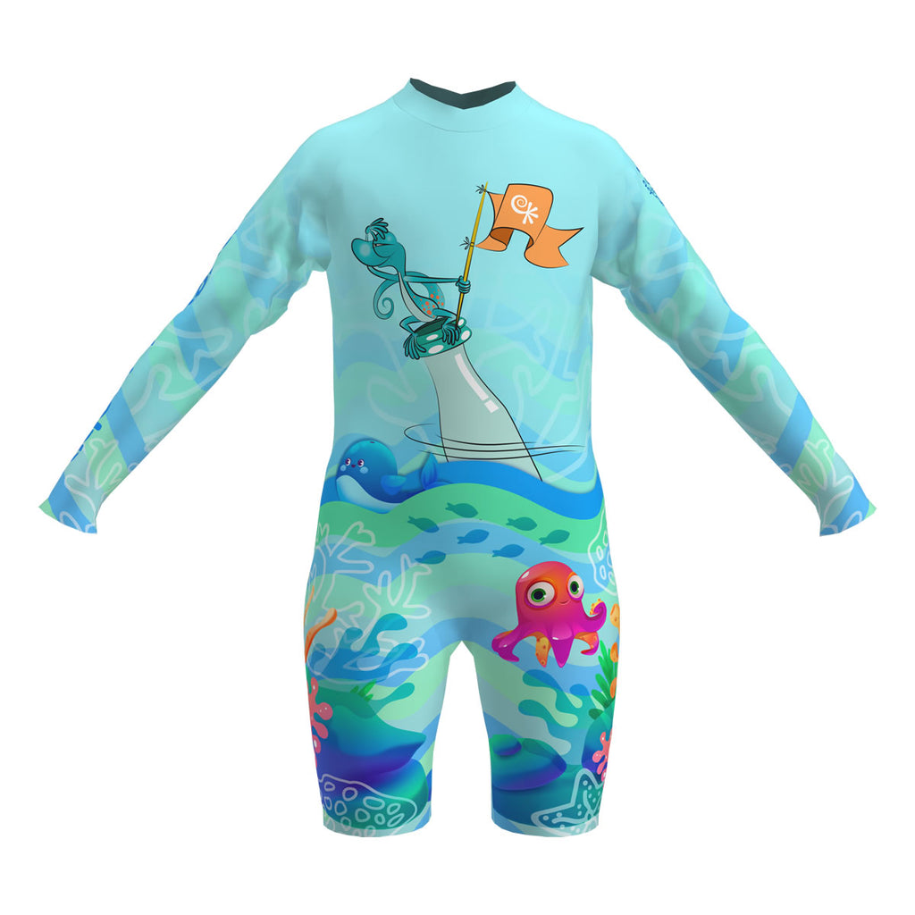 Enterizo con Cremallera Unisex con UPF 50+ Aquamandra Libro Bebés Océano Turquesa - AQ302