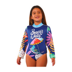 Traje de Baño Enterizo Niña con UPF 50+ Aquamandra Sombrilla Morado / Turquesa - AQ500