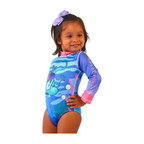 Traje de Baño Enterizo Niña con UPF 50+ Aquamandra Buceando Lila / Rosa - AQ501