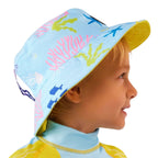 Gorro Antisolar Unisex con UPF 50+ Aquamandra Corales y Peces / Amarillo  - AQG300