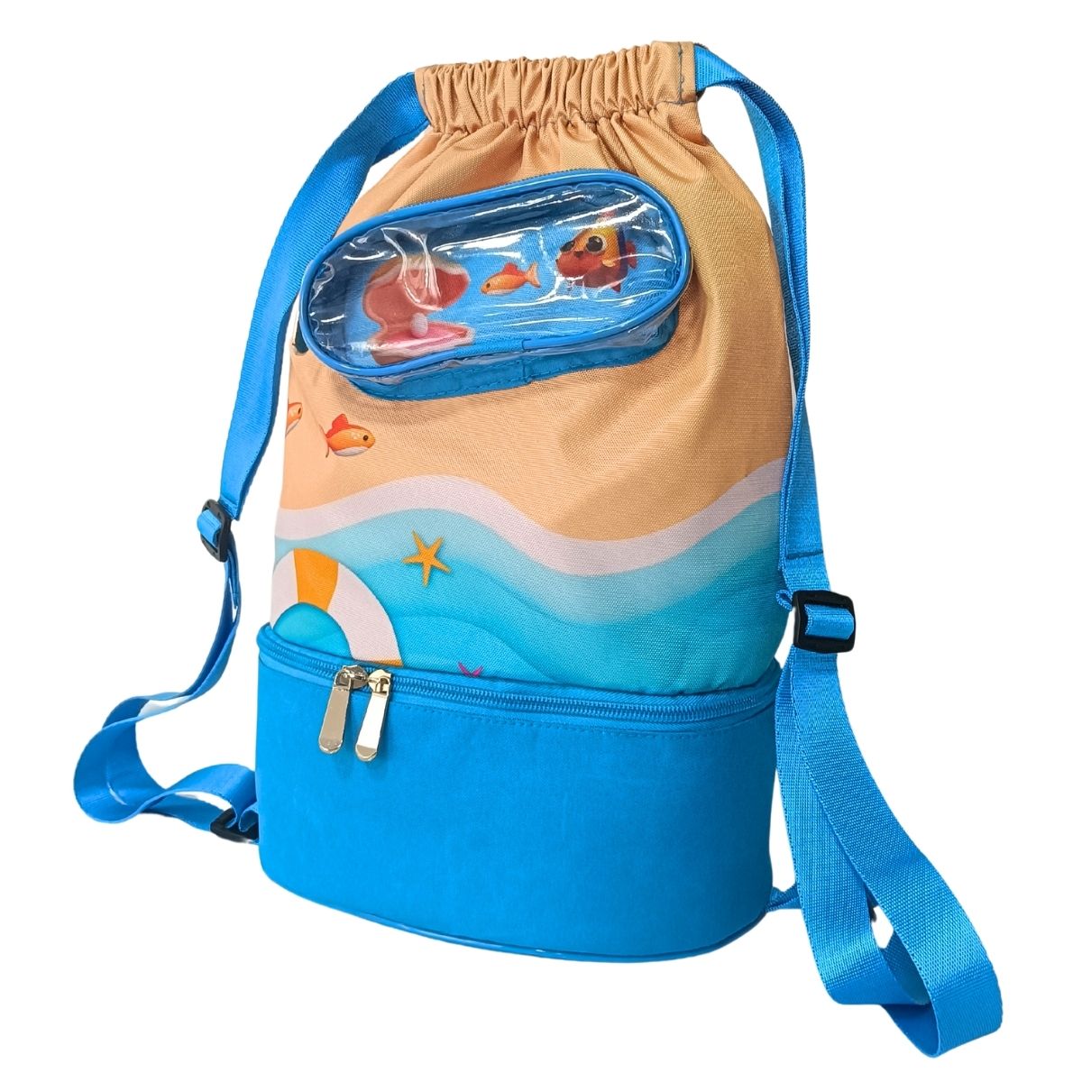 Morral de Playa, Piscina y Deportivo Multiuso Infantil 3 Compartimientos Resistente al Agua - AQM-100
