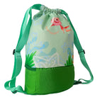 Morral de Playa, Piscina y Deportivo Multiuso Infantil 3 Compartimientos Resistente al Agua - AQM-302 Verde