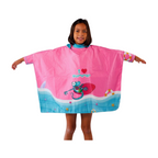 Toalla tipo Poncho Cuadrado Niña con UPF 50+ Aquamandra Surfista Rosado / Aguamarina - AQP100