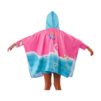 Toalla tipo Poncho Cuadrado Niña con UPF 50+ Aquamandra Surfista Rosado / Aguamarina - AQP100