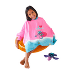 Toalla tipo Poncho Cuadrado Niña con UPF 50+ Aquamandra Surfista Rosado / Aguamarina - AQP100
