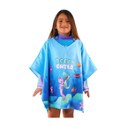 Toalla Poncho Cuadrada Niña Caballito de Mar – Morado/Turquesa