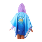 Toalla Poncho Cuadrada Niña Caballito de Mar – Morado/Turquesa