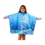 Toalla Poncho Cuadrada Niña Caballito de Mar – Morado/Turquesa