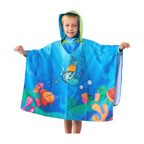 Toalla tipo Poncho Cuadrado Niño con UPF 50+ Aquamandra Buceando Azúl - AQP103