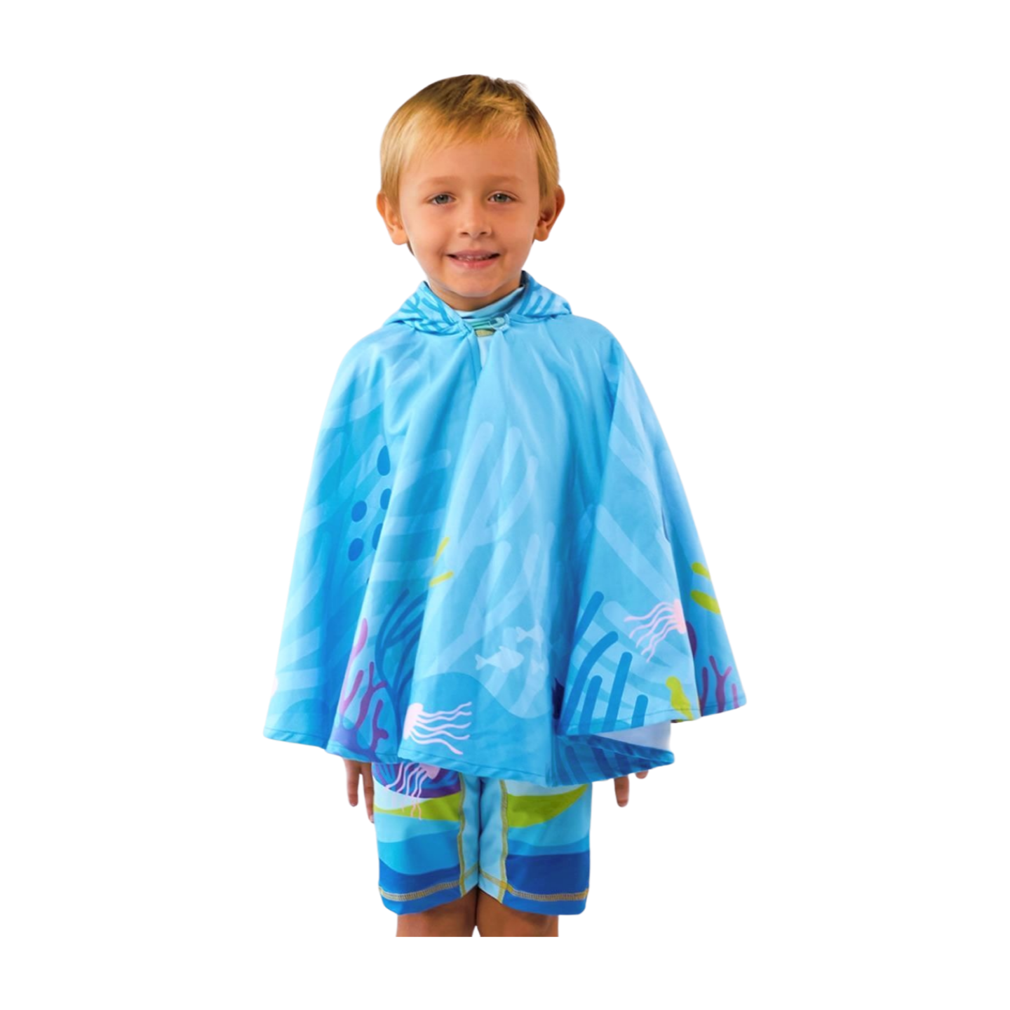Toalla tipo Poncho Redondo Niño con UPF 50+ Aquamandra Canopi Azul - AQP300 Imagen secundaria del producto