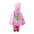 Toalla tipo Poncho Redondo Niña con UPF 50+ Aquamandra Libro Bebés Océano Rosado - AQP301