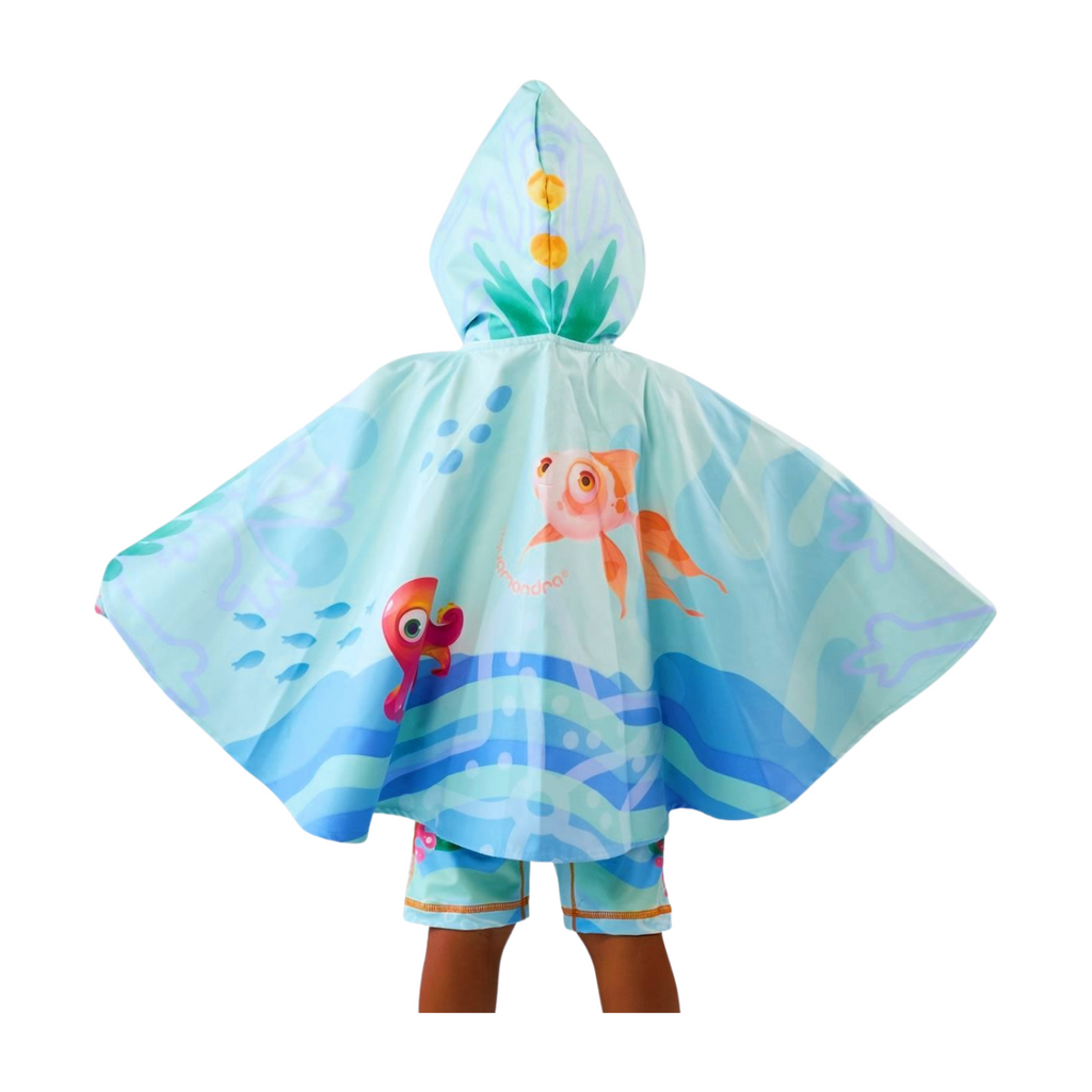 Toalla tipo Poncho Redondo Unisex con UPF 50+ Aquamandra Náufrago Tuequesa - AQP302