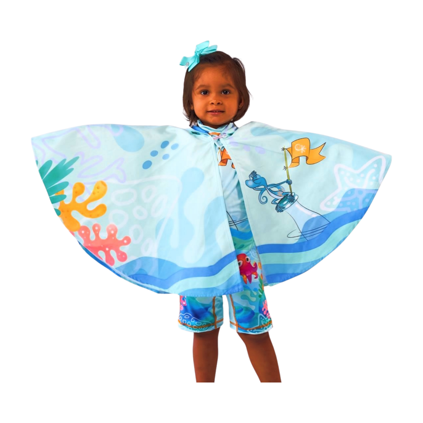 Toalla tipo Poncho Redondo Unisex con UPF 50+ Aquamandra Náufrago Tuequesa - AQP302