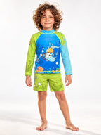 Set Rash Guard Niño Buceando – Verde/Azul