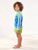 Set Rash Guard Niño Buceando – Verde/Azul