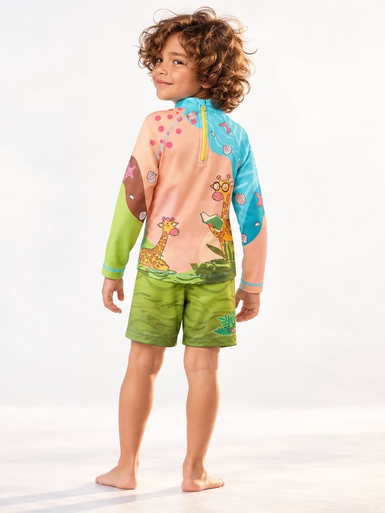 Set Rash Guard Niño Escalador – Verde/Arena Imagen secundaria del producto