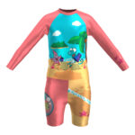 Set Rash Guard y Short Niña con UPF 50+ Aquamandra Castillo de Arena Palo de Rosa / Azul Cielo - AQ101