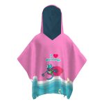 Toalla tipo Poncho Cuadrado Niña con UPF 50+ Aquamandra Surfista Rosado / Aguamarina - AQP100