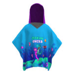 Toalla tipo Poncho Cuadrado Niña con UPF 50+ Aquamandra Caballito de Mar Morado / Turquesa - AQP102