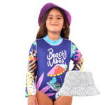 Combo: Traje de Baño Enterizo Niña AQ500+ Gorro Antisolar AQG500
